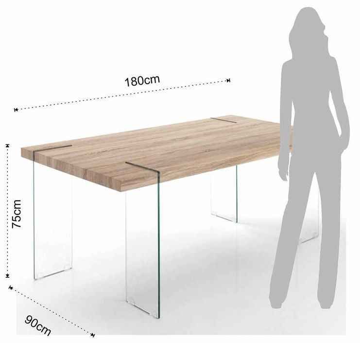 Table rectangle en bois MDF et pieds verre trempé Fady L 180 cm - Photo n°3