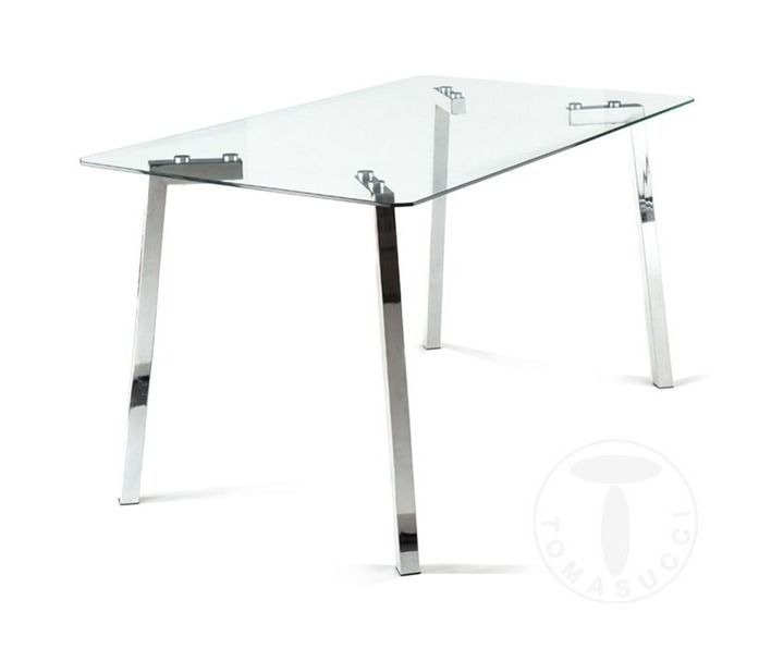 Table rectangle en verre trempé et pieds en acier Zoé L 140 cm - Photo n°1