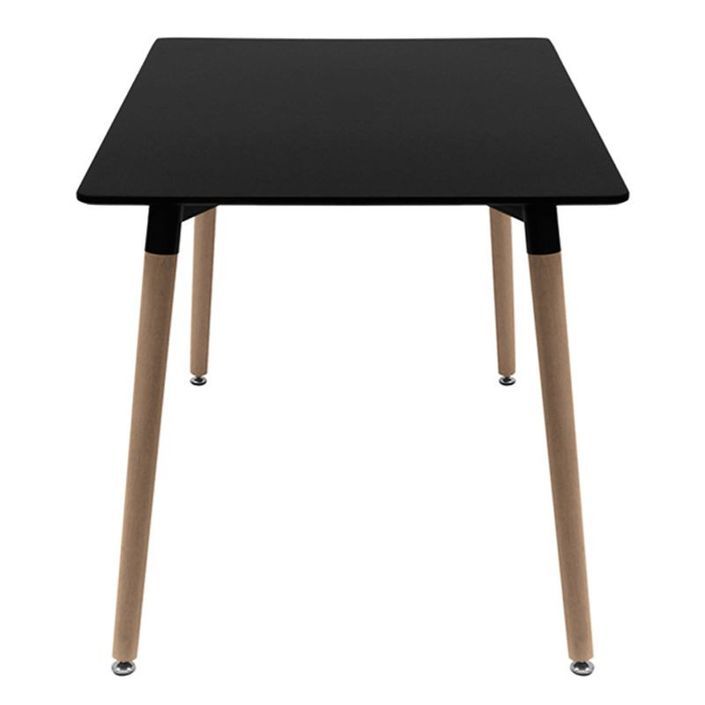 Table rectangulaire 120 cm noir brillant et pieds bois naturel Welly - Photo n°3