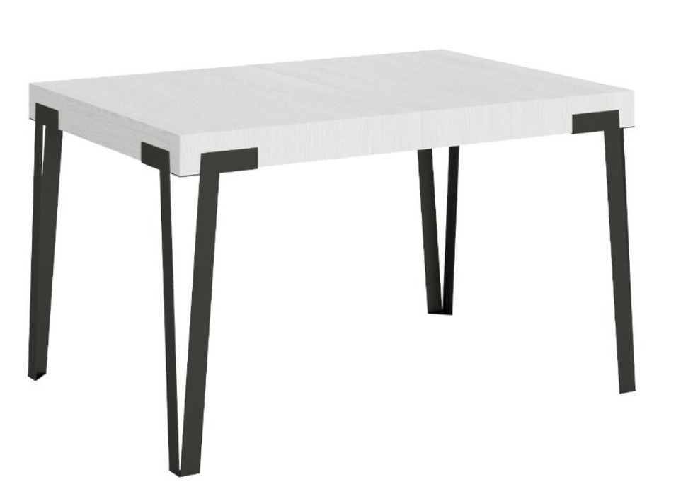 Table rectangulaire 130 cm blanc et pieds métal anthracite Konta - Photo n°1