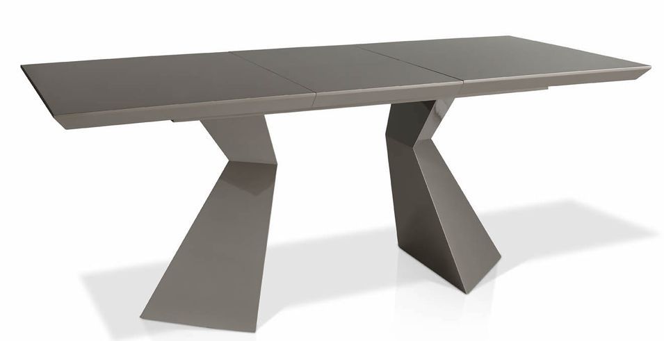 Table rectangulaire à rallonge design Taupe Dezina - Photo n°1