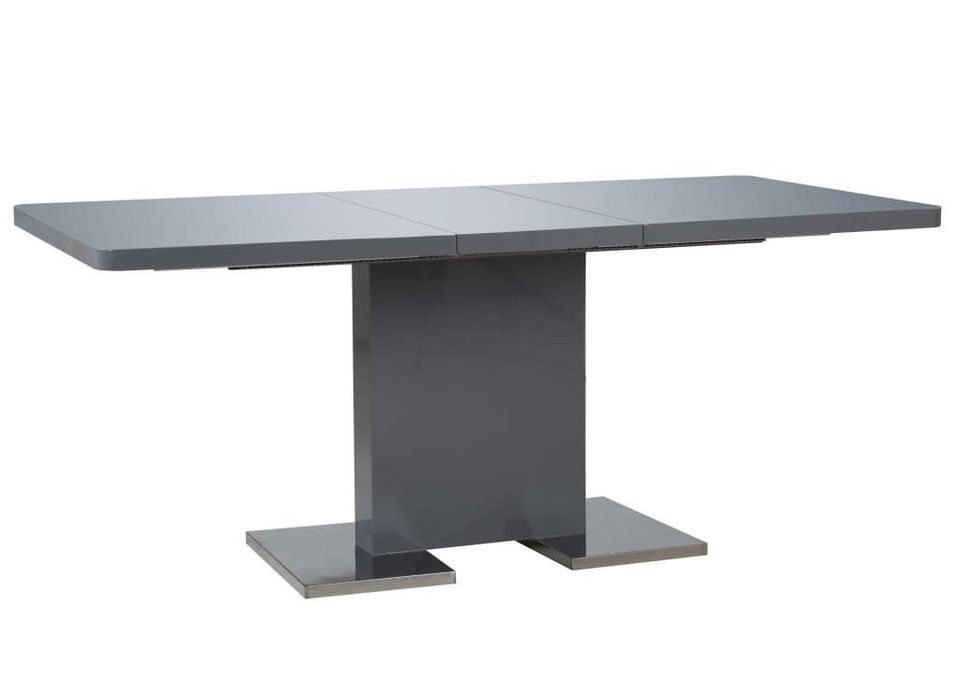 Table rectangulaire à rallonge gris brillant Venti 140-180 cm - Photo n°1