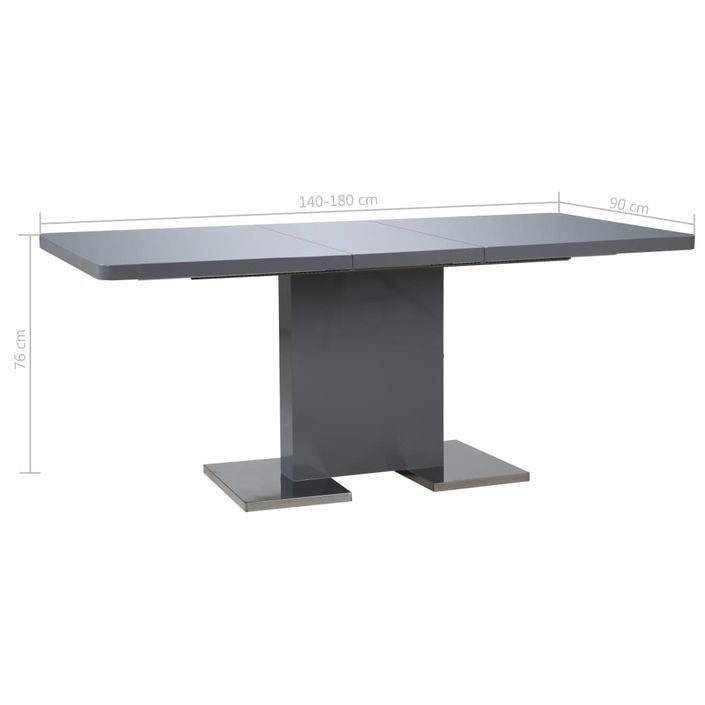 Table rectangulaire à rallonge gris brillant Venti 140-180 cm - Photo n°8