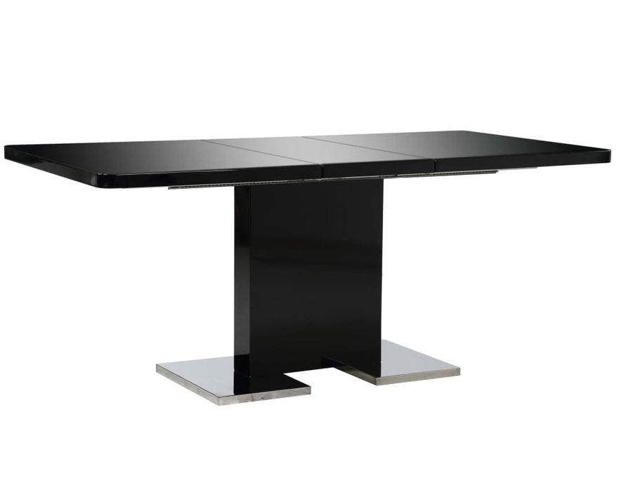 Table rectangulaire à rallonge noir brillant Venti 140-180 cm - Photo n°1