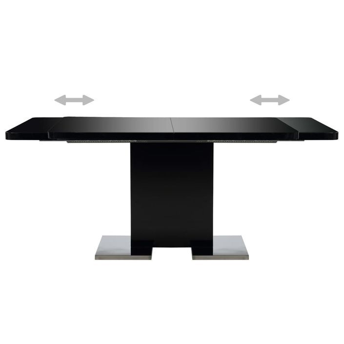 Table rectangulaire à rallonge noir brillant Venti 140-180 cm - Photo n°3