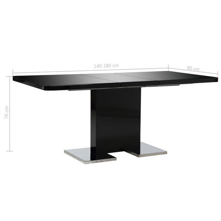 Table rectangulaire à rallonge noir brillant Venti 140-180 cm - Photo n°8