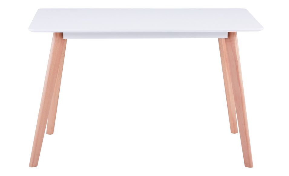 Table rectangulaire bois blanc et pieds chêne clair Binnou 120 cm - Photo n°2