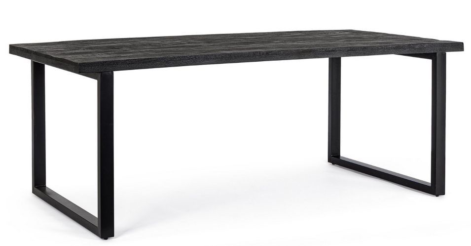 Table rectangulaire bois de manguier noir et pieds acier noir Tinka 200 cm - Photo n°1