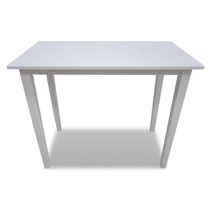 Table de bar bois et hévéa massif blanc Richei 110 cm - Photo n°2