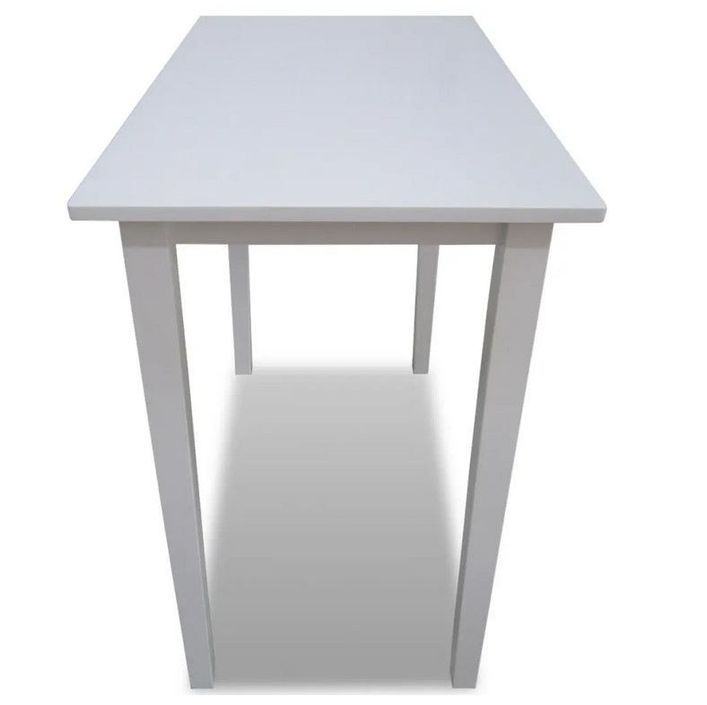 Table de bar bois et hévéa massif blanc Richei 110 cm - Photo n°3
