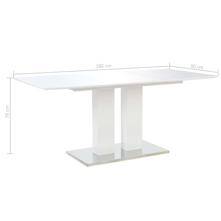 Table rectangulaire design blanc brillant Winter 180 - Photo n°2