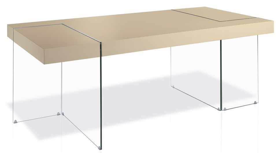 Table rectangulaire design Crème Cubique - Photo n°1