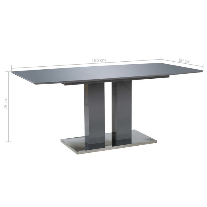 Table rectangulaire design gris brillant Winter 180 - Photo n°6