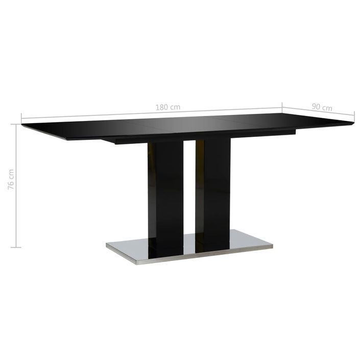 Table rectangulaire design noir brillant Winter 180 - Photo n°6