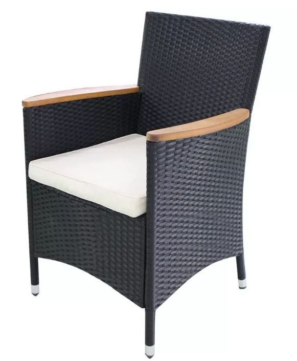 Table rectangulaire et 10 chaises de jardin métal et résine tressée noir Mae - Photo n°5