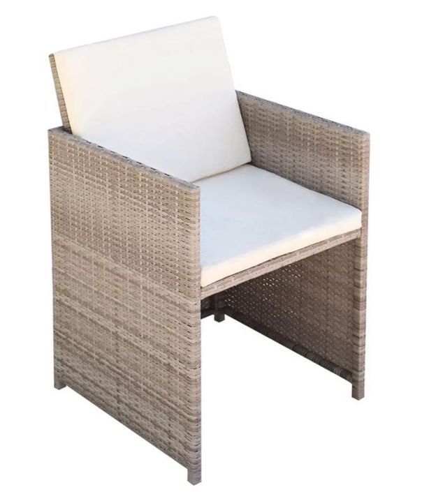 Table rectangulaire et 10 chaises de jardin résine tressée beige Iris - Photo n°7