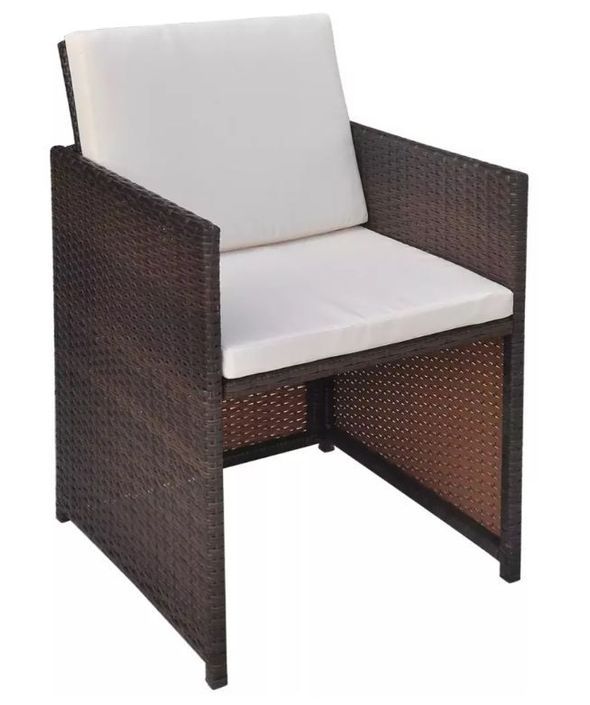 Table rectangulaire et 10 chaises de jardin résine tressée marron Iris - Photo n°7
