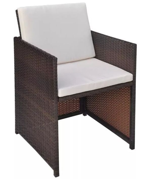 Table rectangulaire et 12 chaises de jardin résine tressée marron Iris - Photo n°7