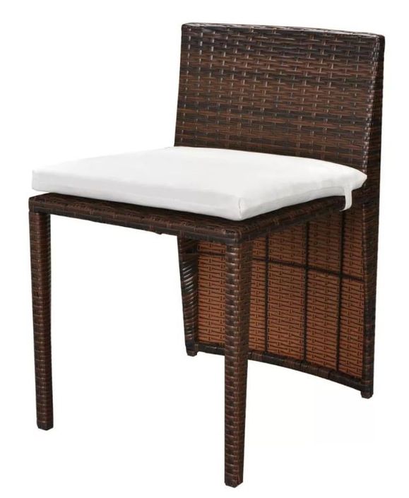 Table rectangulaire et 2 chaises de jardin métal et résine tressée marron Leila - Photo n°6