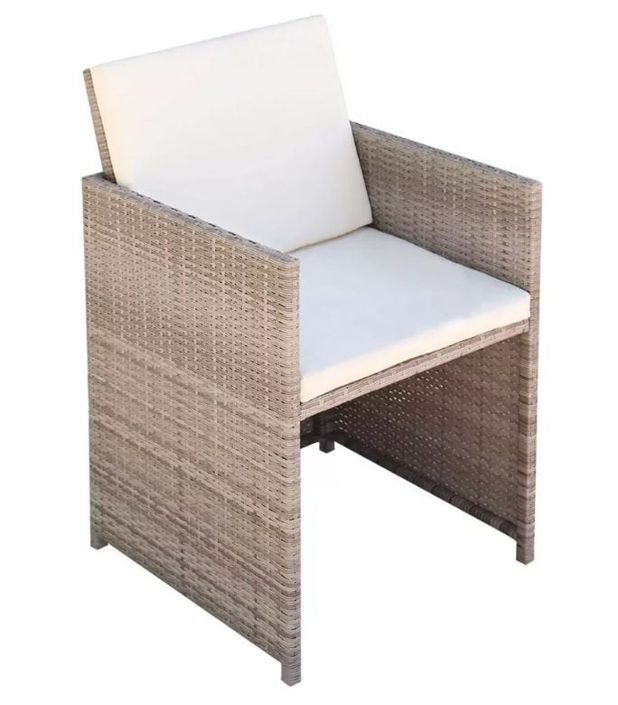 Table rectangulaire et 2 chaises de jardin résine tressée beige Iris - Photo n°6