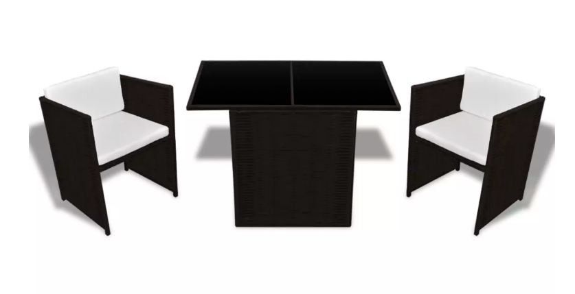 Table rectangulaire et 2 chaises de jardin résine tressée marron Boo - Photo n°1