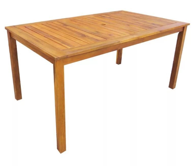 Table rectangulaire et 4 chaises de jardin acacia clair Polina 3 - Photo n°2