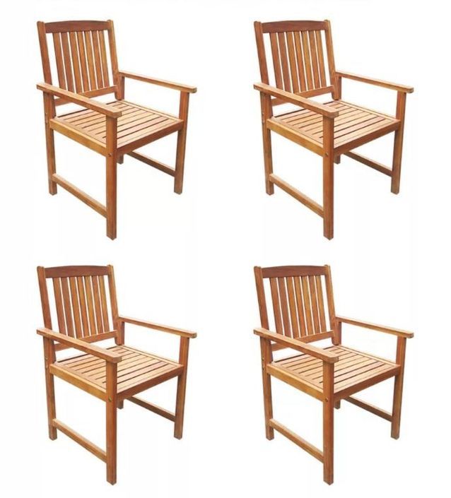 Table rectangulaire et 4 chaises de jardin acacia clair Polina 3 - Photo n°3