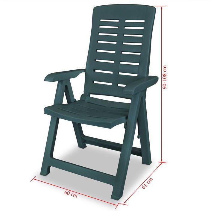 Table rectangulaire et 4 chaises de jardin plastique vert Camille - Photo n°10