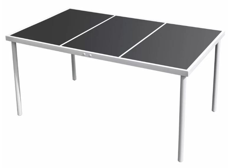 Table rectangulaire et 6 chaises de jardin métal gris et noir Bachra - Photo n°2