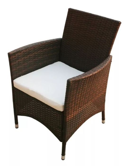 Table rectangulaire et 6 chaises de jardin résine tressée marron Mik - Photo n°5