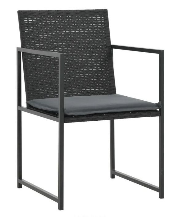 Table rectangulaire et 6 chaises de jardin résine tressée noir et métal Malm - Photo n°2
