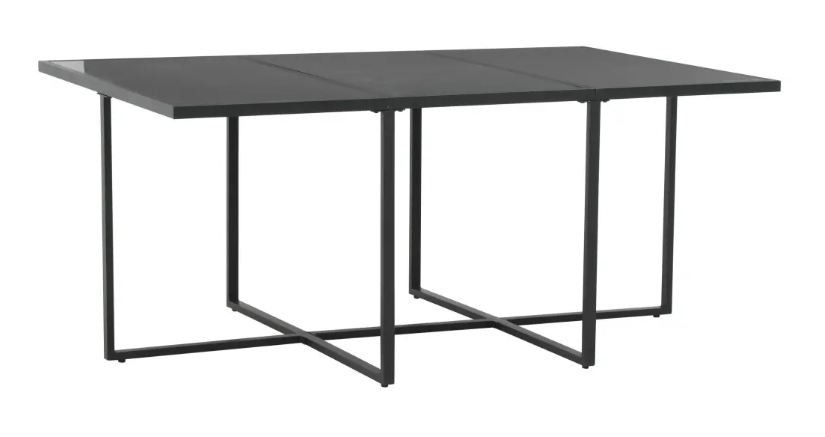 Table rectangulaire et 6 chaises de jardin résine tressée noir et métal Malm - Photo n°3