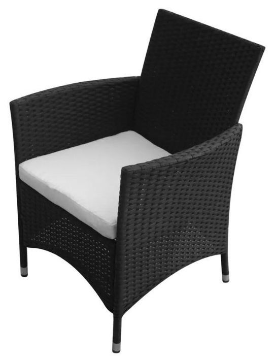 Table rectangulaire et 6 chaises de jardin résine tressée noir Mik - Photo n°6