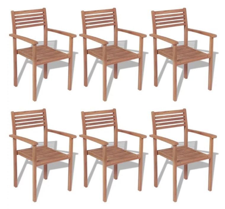 Table rectangulaire et 6 chaises teck massif clair Aqual - Photo n°6
