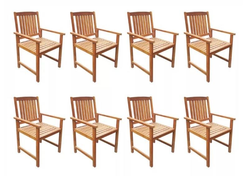 Table rectangulaire et 8 chaises de jardin acacia clair Polina 2 - Photo n°3