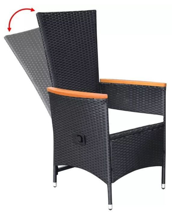 Table rectangulaire et 8 chaises de jardin métal et résine tressée noir Mae 91 - Photo n°7