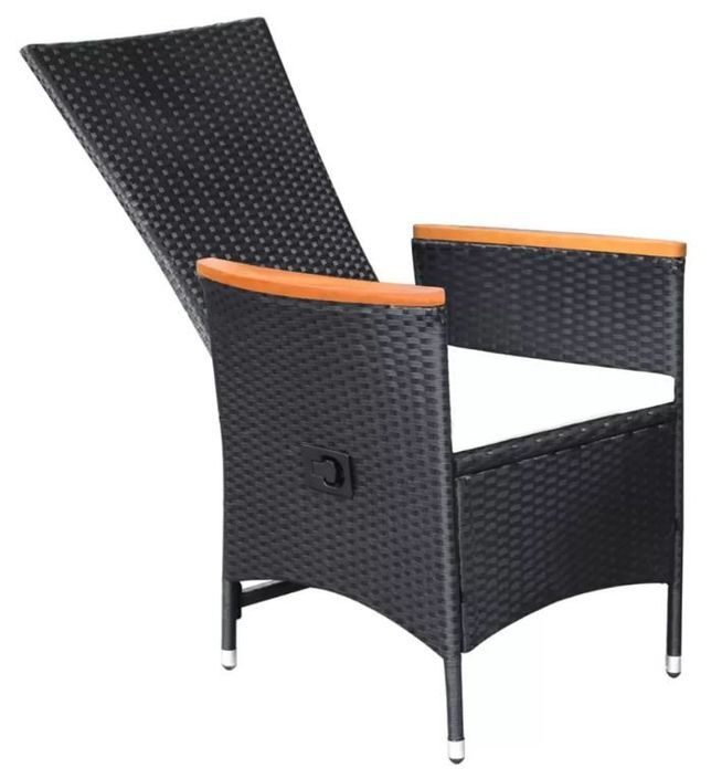 Table rectangulaire et 8 chaises de jardin métal et résine tressée noir Mae 91 - Photo n°8
