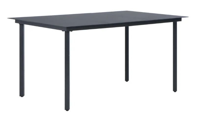 Table rectangulaire et 8 chaises de jardin métal et résine tressée noir Randy - Photo n°6