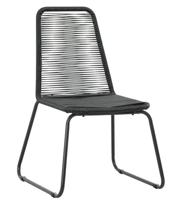 Table rectangulaire et 8 chaises de jardin métal et résine tressée noir Randy 2 - Photo n°3