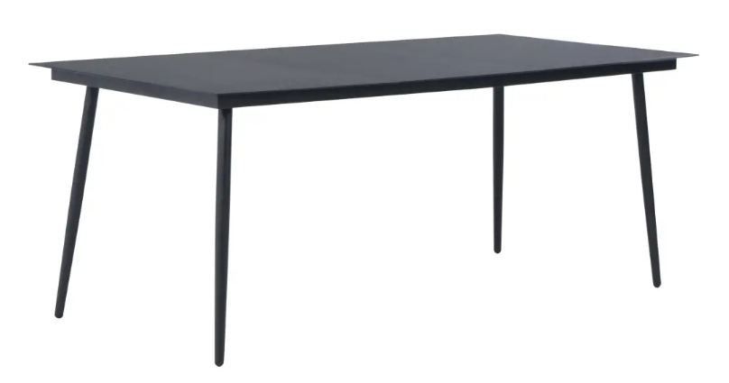 Table rectangulaire et 8 chaises de jardin métal et résine tressée noir Randy 2 - Photo n°5