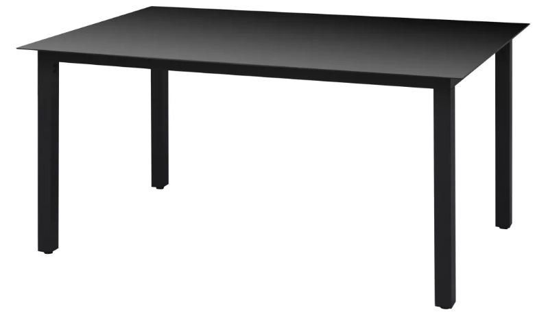 Table rectangulaire et 8 chaises de jardin métal et résine tressée noir Van - Photo n°4