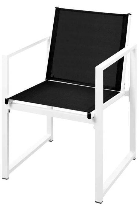 Table rectangulaire et 8 chaises de jardin métal noir et blanc Castle - Photo n°6