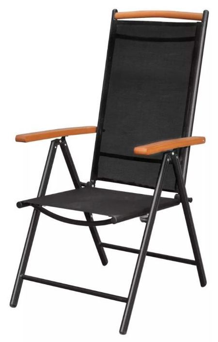 Table rectangulaire et 8 chaises de jardin métal noir et marron Groove - Photo n°4