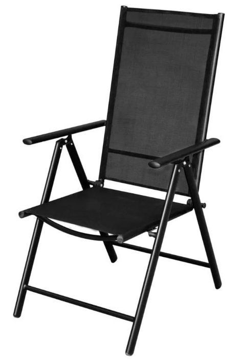Table rectangulaire et 8 chaises de jardin métal noir Groove 2 - Photo n°4