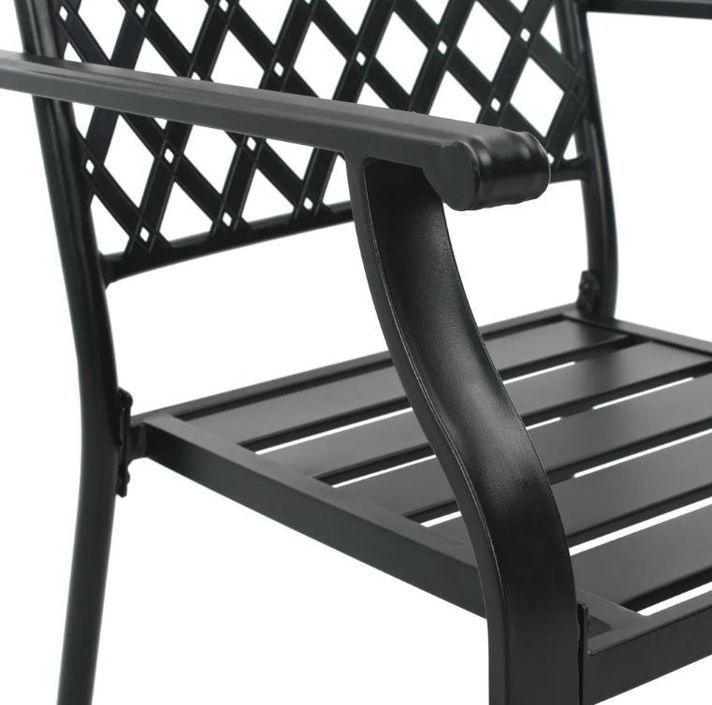 Table rectangulaire et 8 chaises de jardin métal noir Lovely - Photo n°6