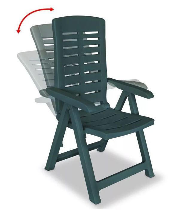 Table rectangulaire et 8 chaises de jardin plastique vert Camille - Photo n°5