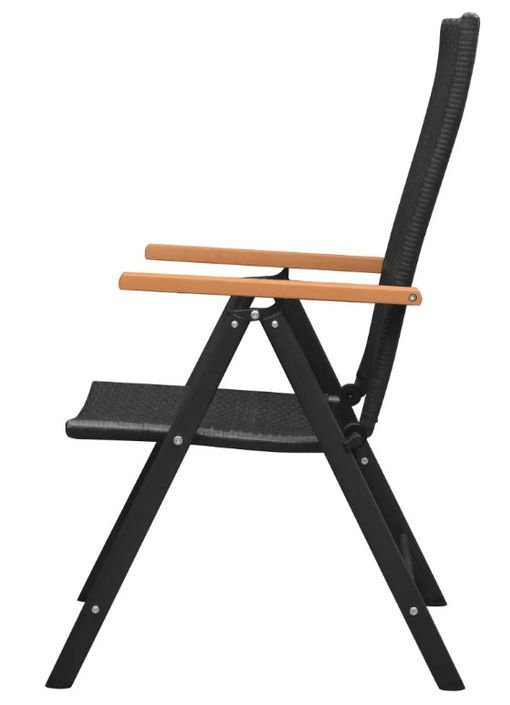 Table rectangulaire et 8 chaises de jardin résine tressée noir Lag - Photo n°5