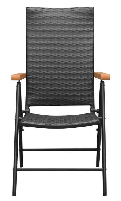 Table rectangulaire et 8 chaises de jardin résine tressée noir Lag - Photo n°6