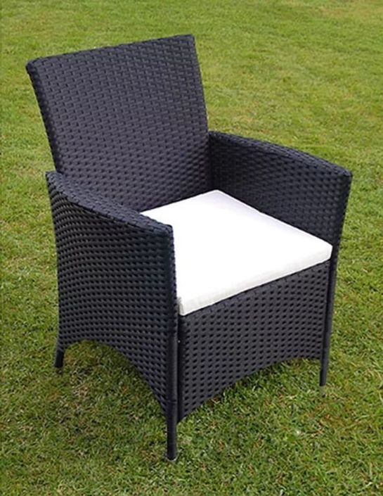Table rectangulaire et 8 chaises de jardin résine tressée noir Mik - Photo n°3