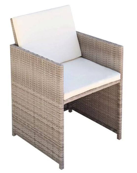 Table rectangulaire et chaises de jardin résine tressée beige Iris - Photo n°8